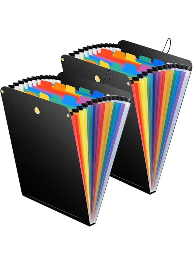 erorex - Expanding File Folder 13 Pockets File Holder Organizer A4 Letter Size Paper Document Receipt Organizer Easy Backpack Access For Classroom Home Office And Travel 2 Pack - Image 1