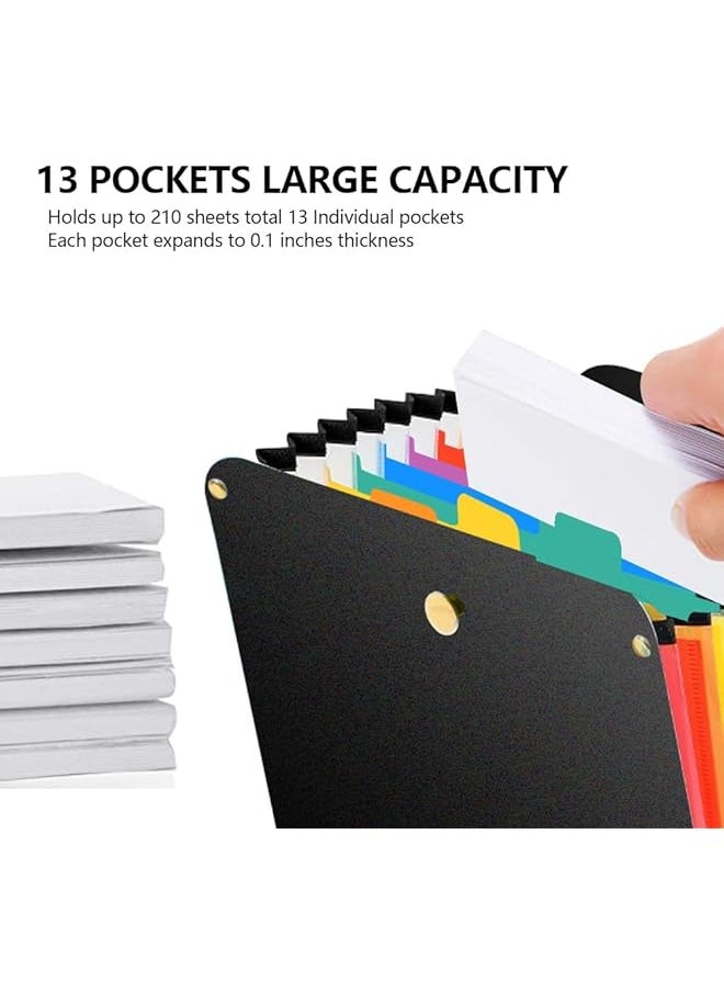 erorex - Expanding File Folder 13 Pockets File Holder Organizer A4 Letter Size Paper Document Receipt Organizer Easy Backpack Access For Classroom Home Office And Travel 2 Pack - Image 1