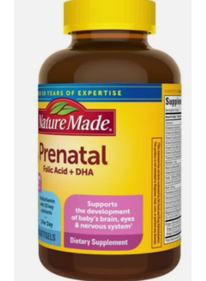 Nature Made Prenatal Folic Acid + DHA 200 mg Dietary Supplement , 150Count - Image 1