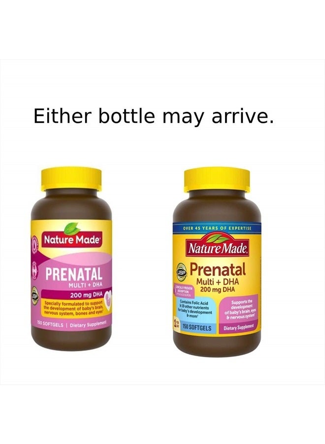 Nature Made Prenatal Folic Acid + DHA 200 mg Dietary Supplement , 150Count - Image 3