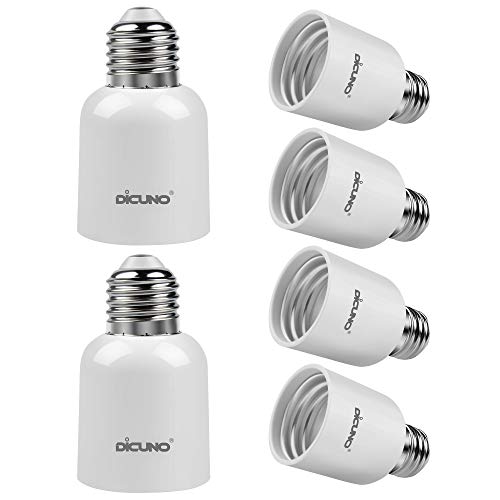 DiCUNO E26 to E39 Socket Adapter, Medium E26 to Mogul E39 Screw Base Light Bulb Socket Converter, Maximum 300W, 165℃ Heat Resistant, Pack of 6 - Image 1