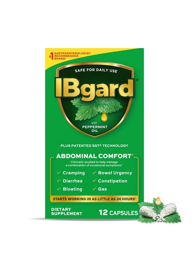 IBgard Gut Health Supplement, Peppermint Oil Capsules for Abdominal Comfort, 12 Capsules - Image 1