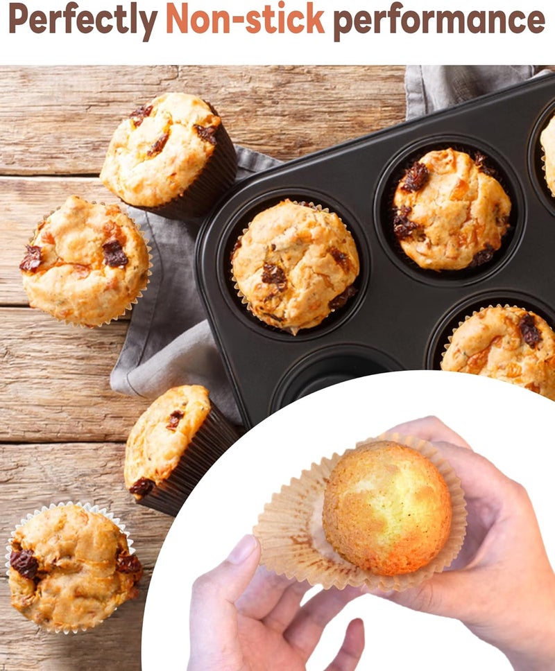 Bake Choice Non-stick 200pcs Standard Cupcake Liners for Baking, Natural, Food-grade Cupcake Wrapper, Greaseproof Parchment Muffin Liners - Image 2