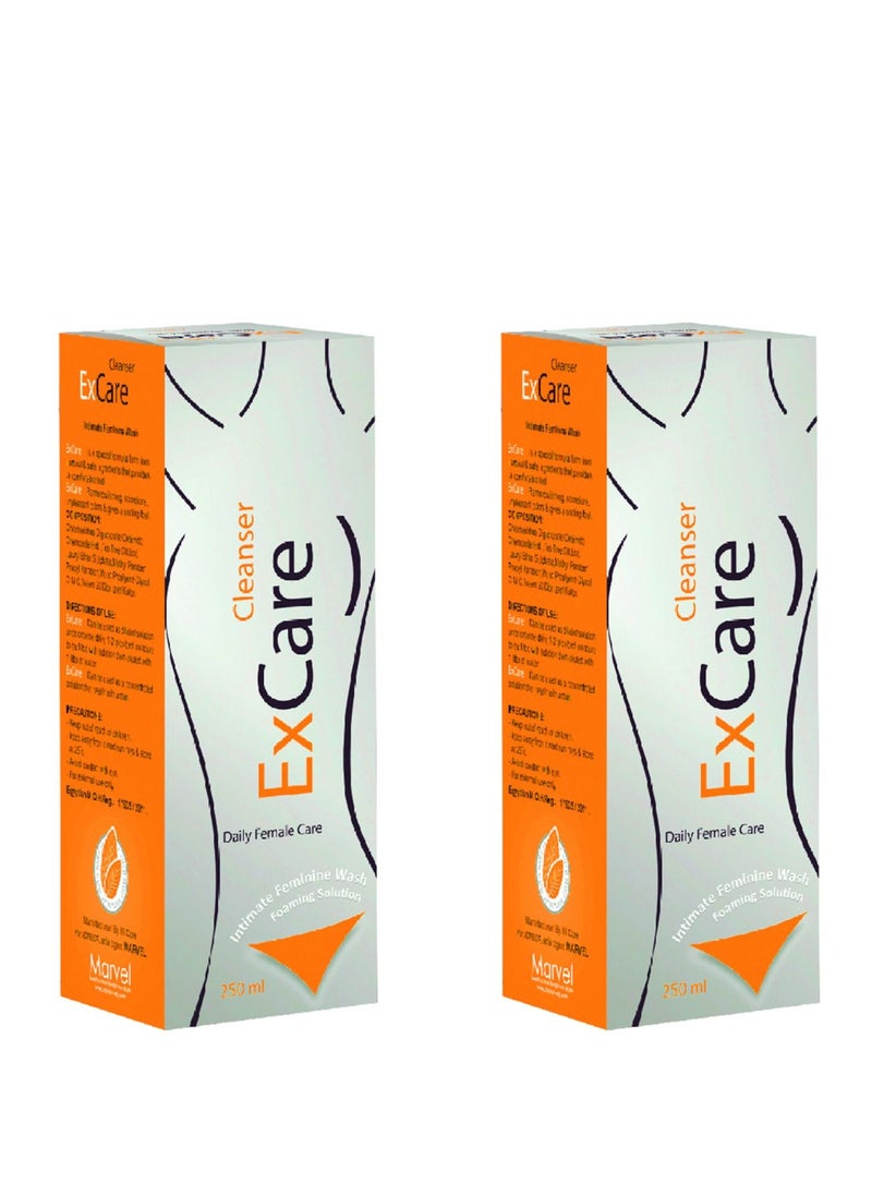 MARVEL Excare Cleanser Intimate Feminine Wash Foaming Solution, Peach Scent, 250ml, 2 Packs, Sale 10%  - Image 1