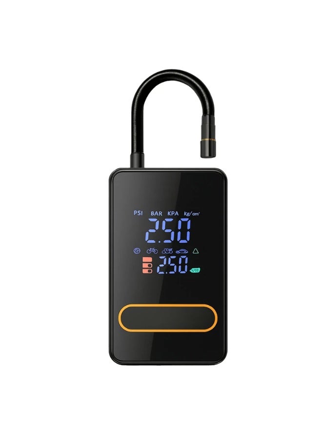 Rechargeable cordless car air compressor, electric air pump for inflating tires on motorcycles, cars, and scooters, 80W, 150cc air volume per pump, 12V - Black - Image 2