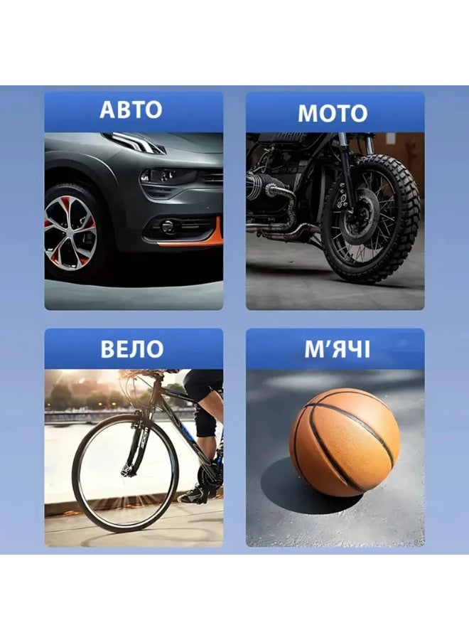 Rechargeable cordless car air compressor, electric air pump for inflating tires on motorcycles, cars, and scooters, 80W, 150cc air volume per pump, 12V - Black - Image 3