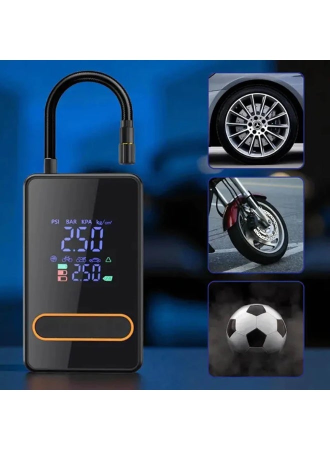 Rechargeable cordless car air compressor, electric air pump for inflating tires on motorcycles, cars, and scooters, 80W, 150cc air volume per pump, 12V - Black - Image 4