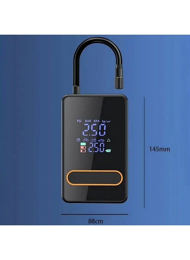 Rechargeable cordless car air compressor, electric air pump for inflating tires on motorcycles, cars, and scooters, 80W, 150cc air volume per pump, 12V - Black - Image 5