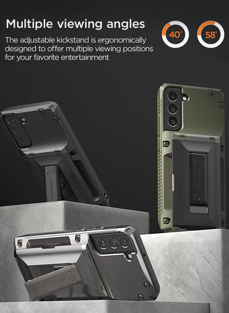 VRS Design Damda Glide Hybrid Case Cover for Samsung Galaxy S22 Plus (2022) [Semi Automatic] Card Slot [3-4] with Kickstand - Metal Black  - Image 4