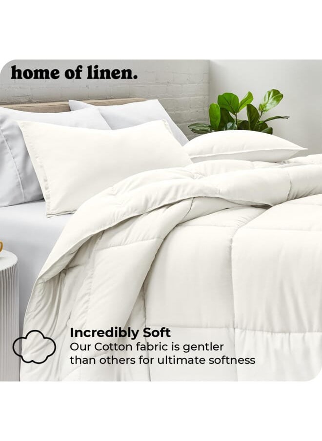 Home of linens Cotton - Plain - 3 Pieces Heavy Comforter Set - 4Kgs - Down Alternative Filling - (For Matress 180cm/200cm) - Size  (250cm x 240cm) + 2 Pillow Case Covers (50cm x 70cm) - Pastel  - Image 2