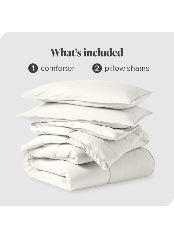 Home of linens Cotton - Plain - 3 Pieces Heavy Comforter Set - 4Kgs - Down Alternative Filling - (For Matress 180cm/200cm) - Size  (250cm x 240cm) + 2 Pillow Case Covers (50cm x 70cm) - Pastel  - Image 4