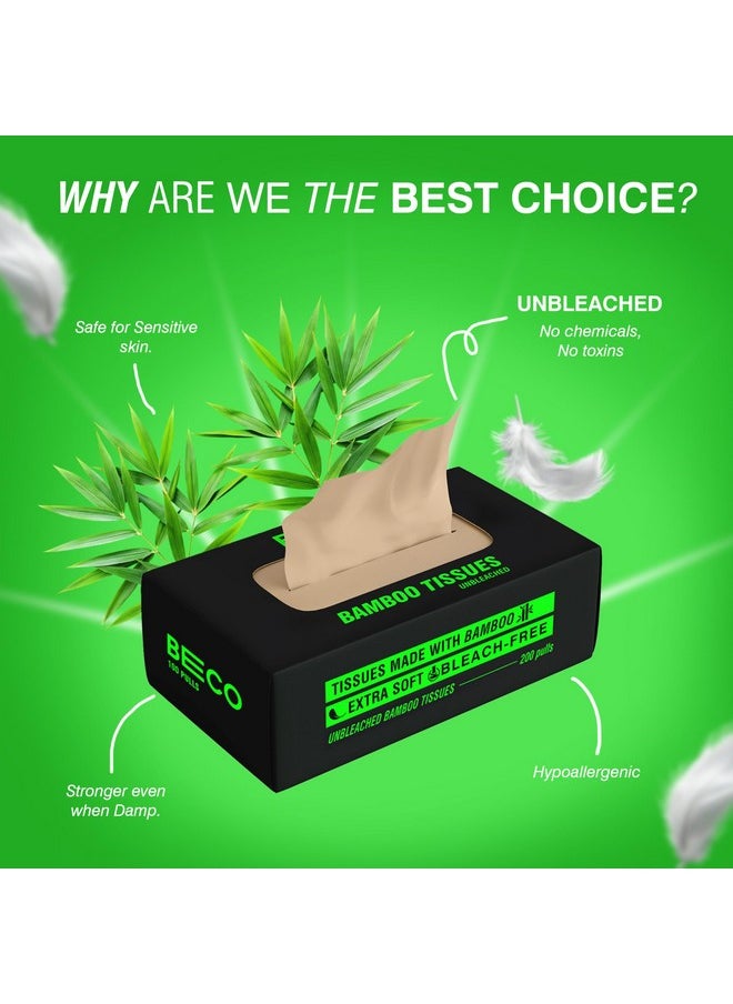 BECO Bamboo Super Soft 2-Ply Car Tissue Box| Facial Tissue-100 Pulls X 3 Packs (300 Pulls) | 100% Natural & Ecofriendly  - Image 3