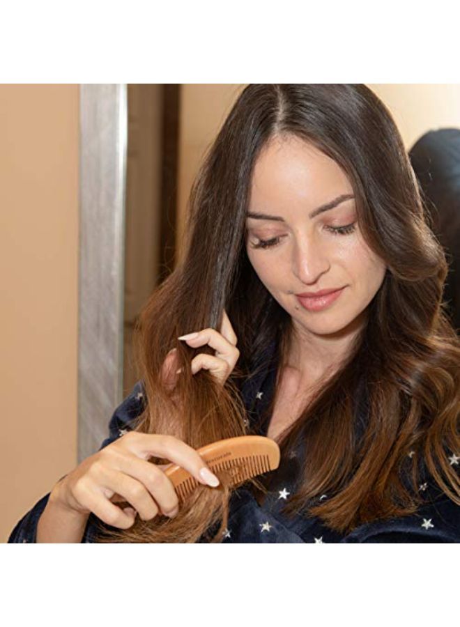 GranNaturals Wooden Comb Hair + Beard Detangler For Women And Men - Natural Anti Static Wood For Detangling And Styling Wet Or Dry Curly, Thick, Wavy, Or Straight Hair - Small Pocket Sized - Image 1