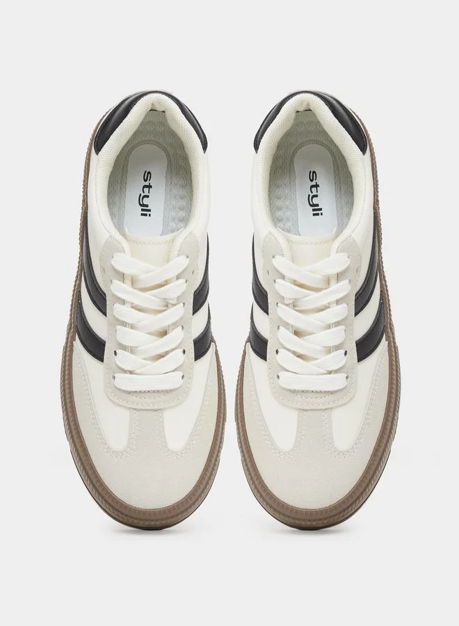 Styli Styli Women Striped Panel Sneakers