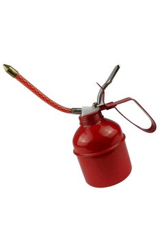 Thoraya Manual Oiler Can Iron Red Lever Style Lubrication Oiling Can Flexible Hose Oil Can Pump 270ml  - Image 2