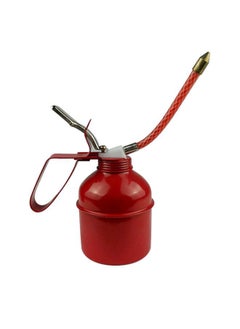 Thoraya Manual Oiler Can Iron Red Lever Style Lubrication Oiling Can Flexible Hose Oil Can Pump 270ml  - Image 1