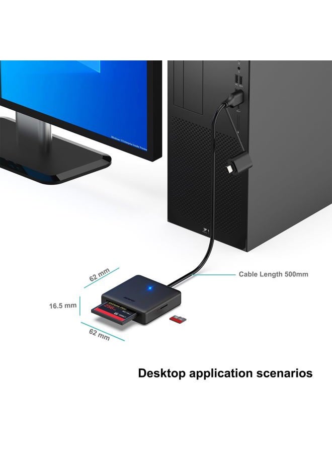 Benfei Memory Card Reader, BENFEI 4in1 USB 3.0 and USB-C to SD Micro SD MS CF Card Reader Adapter, 4 Cards Simultaneously Read and Write, Compatible with iPhone 15 Series, MacBook Pro/Air 2023, and More - Image 4