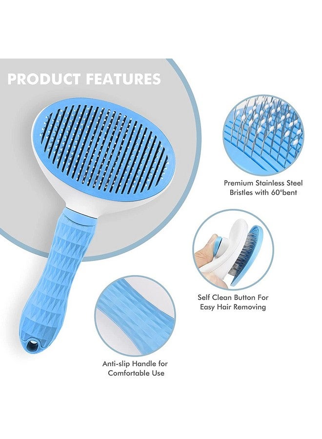 Grooming & Cleaning Thin Slicker Brush For Dogs & Cats | Self Clean Brush For Shedding | Gently Removes Loose Undercoat, Mats And Tangled (Oval Head Slicker) - Image 3
