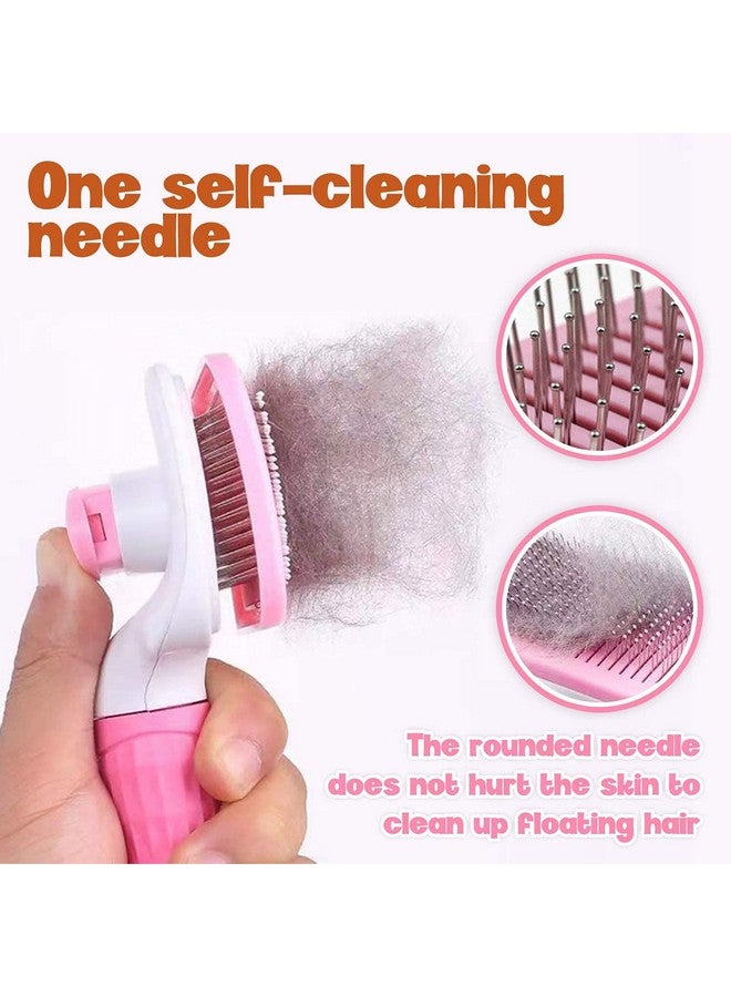 Grooming & Cleaning Thin Slicker Brush For Dogs & Cats | Self Clean Brush For Shedding | Gently Removes Loose Undercoat, Mats And Tangled (Oval Head Slicker) - Image 2