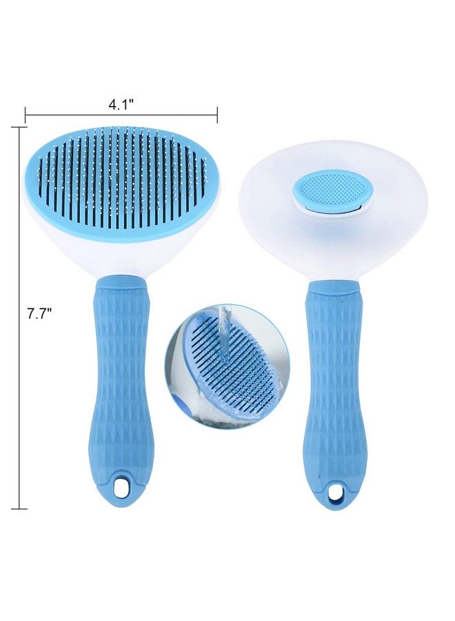 Grooming & Cleaning Thin Slicker Brush For Dogs & Cats | Self Clean Brush For Shedding | Gently Removes Loose Undercoat, Mats And Tangled (Oval Head Slicker) - Image 5
