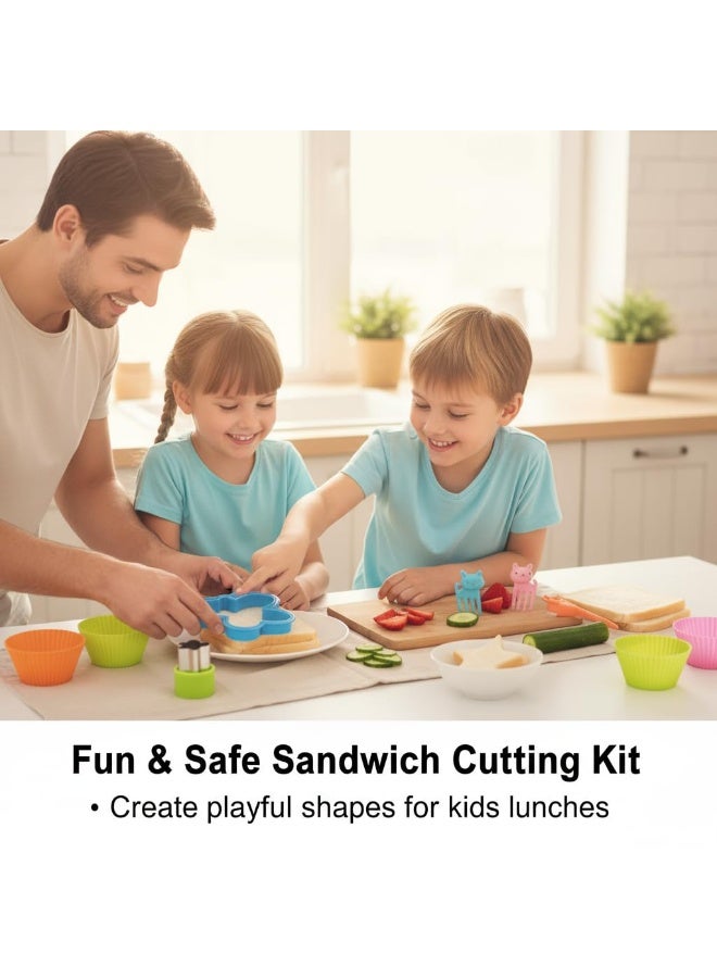 Bluejw Sandwich Cutter for Kids 38 Pcs, Cookie Cutters, Fruit Vegetable Shapes, DIY Mold Food Picks Bento Box, Mickey Mouse Dinosaur Star Square Heart Shape - Image 3