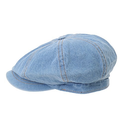 WITHMOONS Denim Cotton Newsboy Hat Baker Boy Beret Flat Cap KR3613 (Lightblue) - Image 2