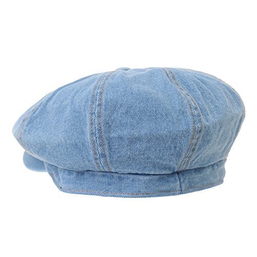 WITHMOONS Denim Cotton Newsboy Hat Baker Boy Beret Flat Cap KR3613 (Lightblue) - Image 3