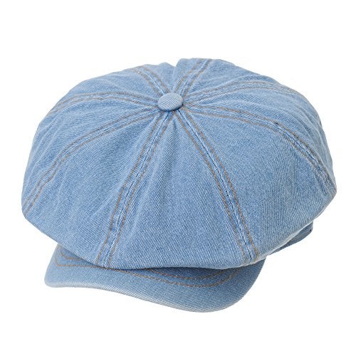 WITHMOONS Denim Cotton Newsboy Hat Baker Boy Beret Flat Cap KR3613 (Lightblue) - Image 1