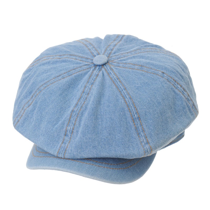 WITHMOONS Denim Cotton Newsboy Hat Baker Boy Beret Flat Cap KR3613 (Lightblue) - Image 5