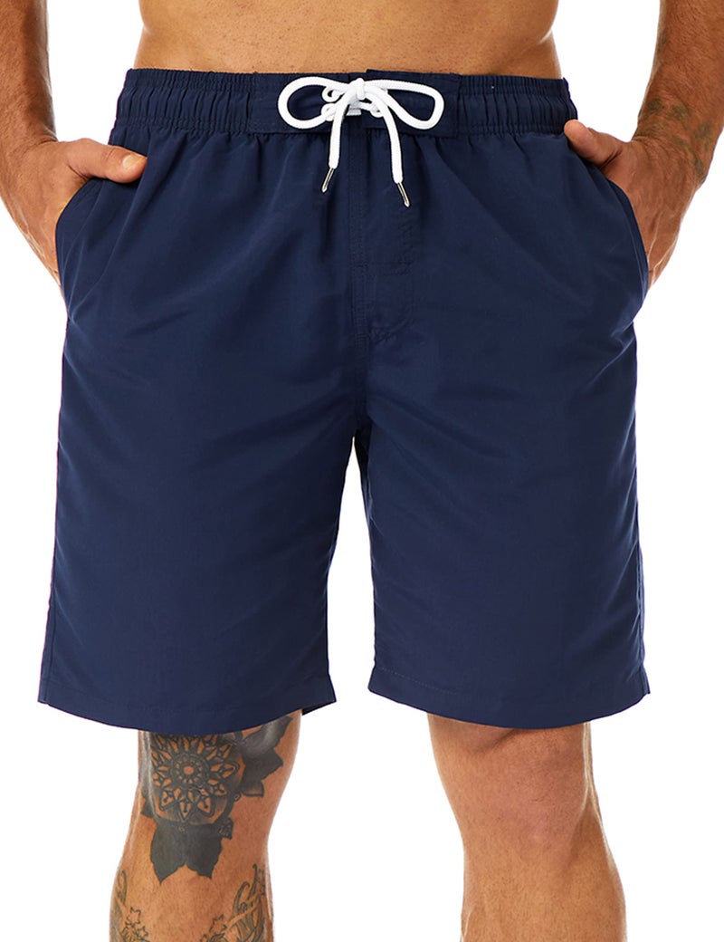 KAILUA SURF Mens Swim Trunks - Long, Quick Dry Boardshorts with Mesh Lining - 9 Inch Inseam - Navy Blue
