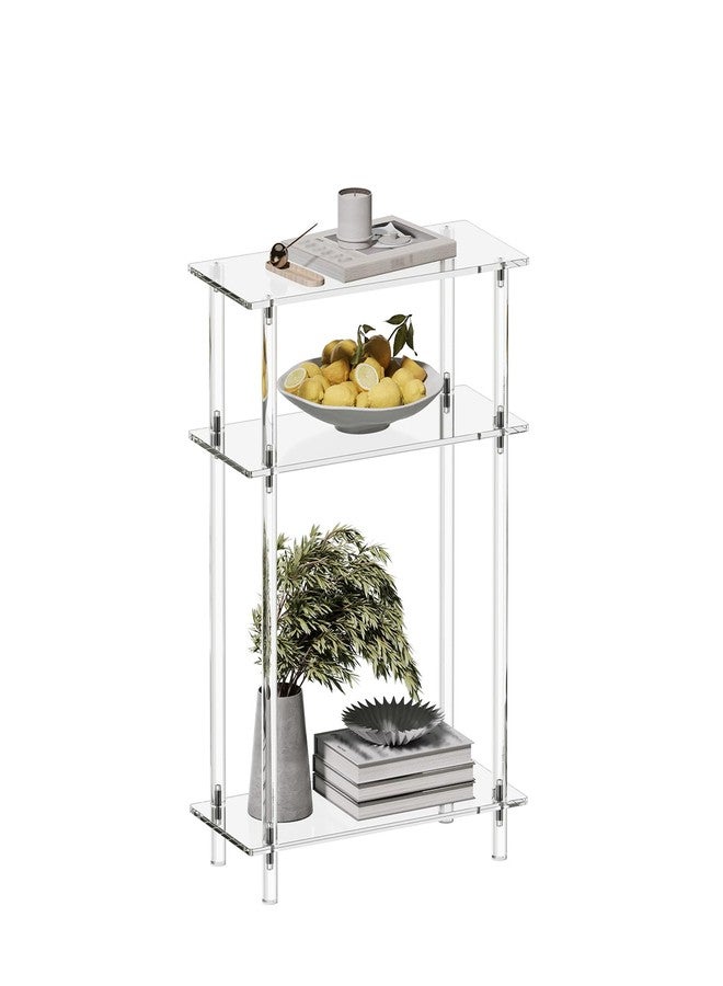 HMYHUM Acrylic Narrow Side Table for Small Spaces, 7" Wide Skinny Nightstand/Bedside Table for Bedroom, Slim Small End Table, 3 Tier, 15.7" L x 22.9" H, Clear - Image 1