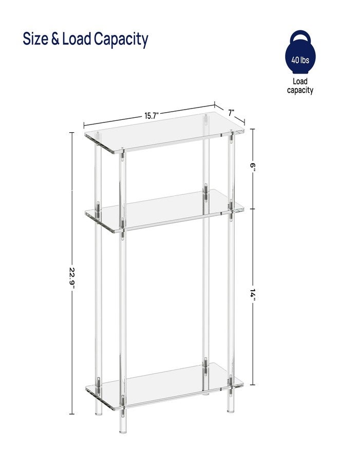 HMYHUM Acrylic Narrow Side Table for Small Spaces, 7" Wide Skinny Nightstand/Bedside Table for Bedroom, Slim Small End Table, 3 Tier, 15.7" L x 22.9" H, Clear - Image 3