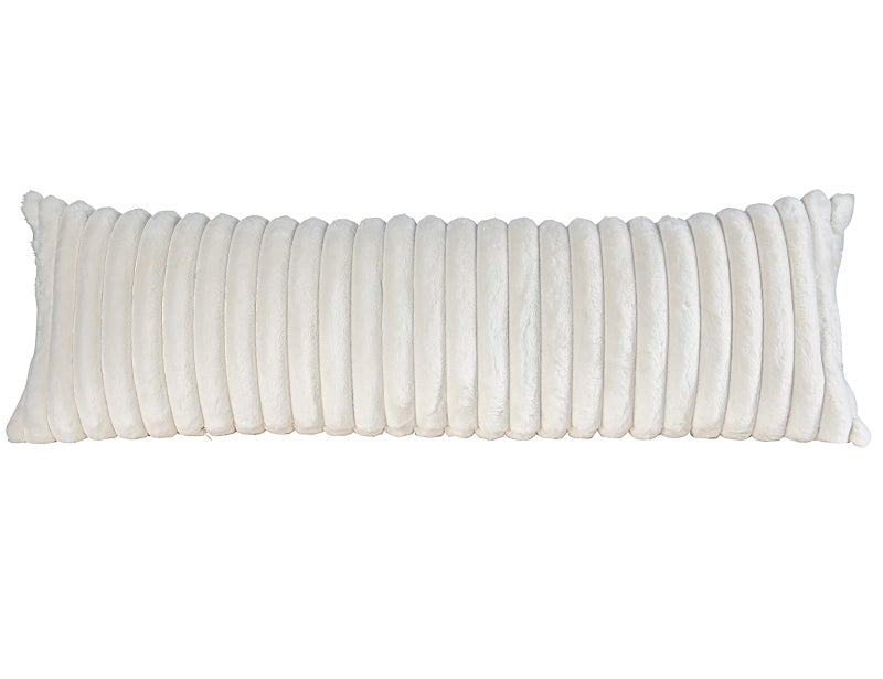 PANOD Super Soft Faux Fur Full Body Pillow Covers 21 X 54Luxury Plush Coarse Stripes Decorative Long Pillow Covers Pillow Case Cushion Case for Couch Sofa Bed Livingroom Bedroom FarmhouseWhite