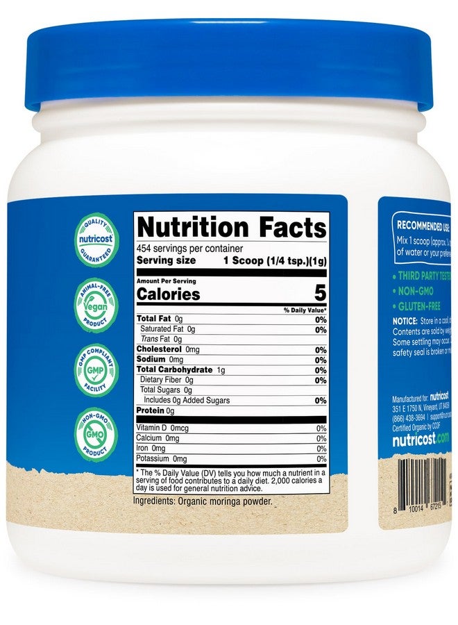 Nutricost Organic Moringa Powder 1LB (16oz) - Gluten Free, Non-GMO, Vegetarian Friendly - Image 5