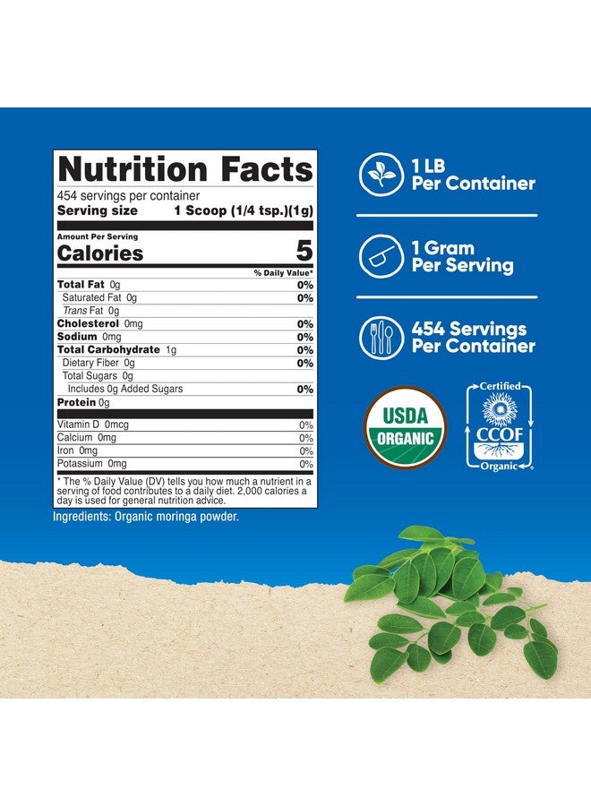 Nutricost Organic Moringa Powder 1LB (16oz) - Gluten Free, Non-GMO, Vegetarian Friendly - Image 2