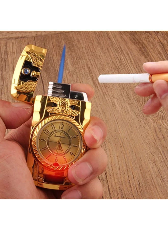 ACLIX Electric Lighter Arc Portable Cool Sailboat Lighter USB Rechargeable Lighters Windproof Flameless Plasma Lighters with COB Flashlight for Camping, Hiking, Adventure (Gold) - Image 1