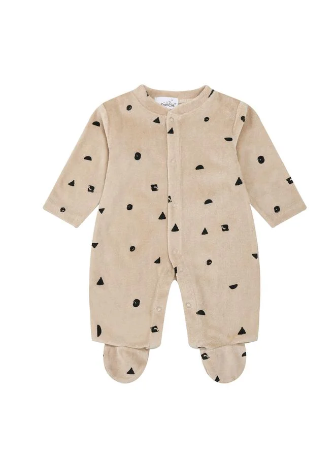 infancie Baby Boys Printed Velour Footed Sleepsuit
