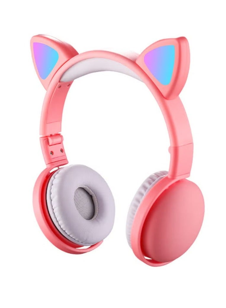 إيزي سو سماعة رأس بتصميم أذن قطة. وردي