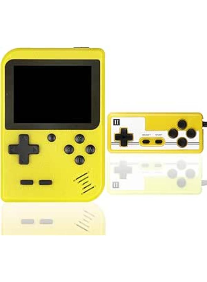 Retro Handheld Game, Portable Retro Video Game Console with 500 Classical Games, 3.0-Inches Color Screen, 1020mAh Rechargeable Battery Support for Connecting TV and Two Players(Yellow)