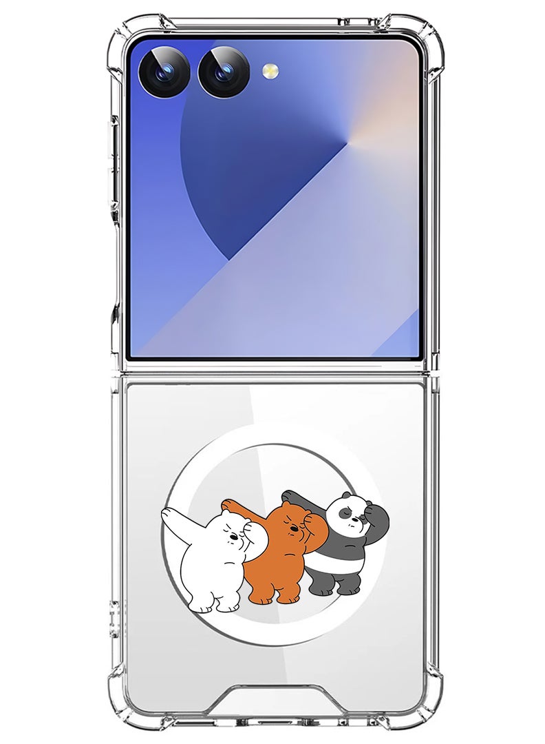 Theodor Magnetic Case for Samsung Galaxy Z Flip 7 Compatible with MagSafe Wireless Charging, Shockproof Phone Bumper Cover Bears dance - Image 1