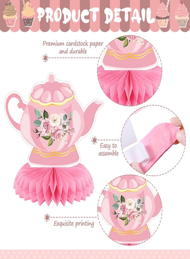 Liliful 12 Pcs Tea Party Decorations Floral Teapot Honeycomb Centerpieces Tea Party Supplies Table Decor for Birthday Baby Shower Wedding Favors Girls Women - Image 3
