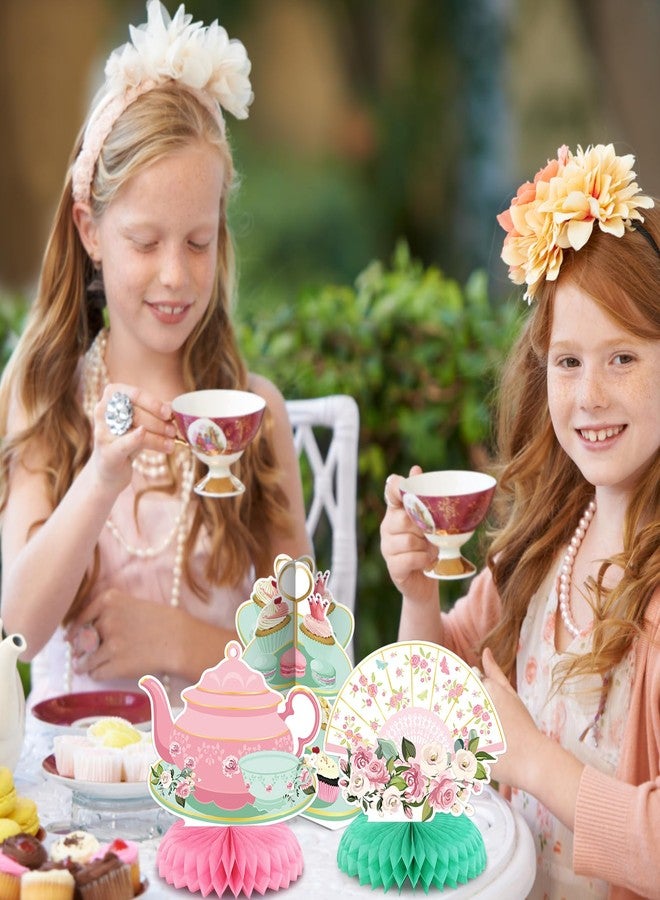 Liliful 12 Pcs Tea Party Decorations Floral Teapot Honeycomb Centerpieces Tea Party Supplies Table Decor for Birthday Baby Shower Wedding Favors Girls Women - Image 4