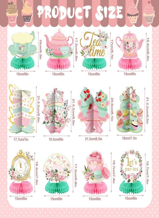 Liliful 12 Pcs Tea Party Decorations Floral Teapot Honeycomb Centerpieces Tea Party Supplies Table Decor for Birthday Baby Shower Wedding Favors Girls Women - Image 2