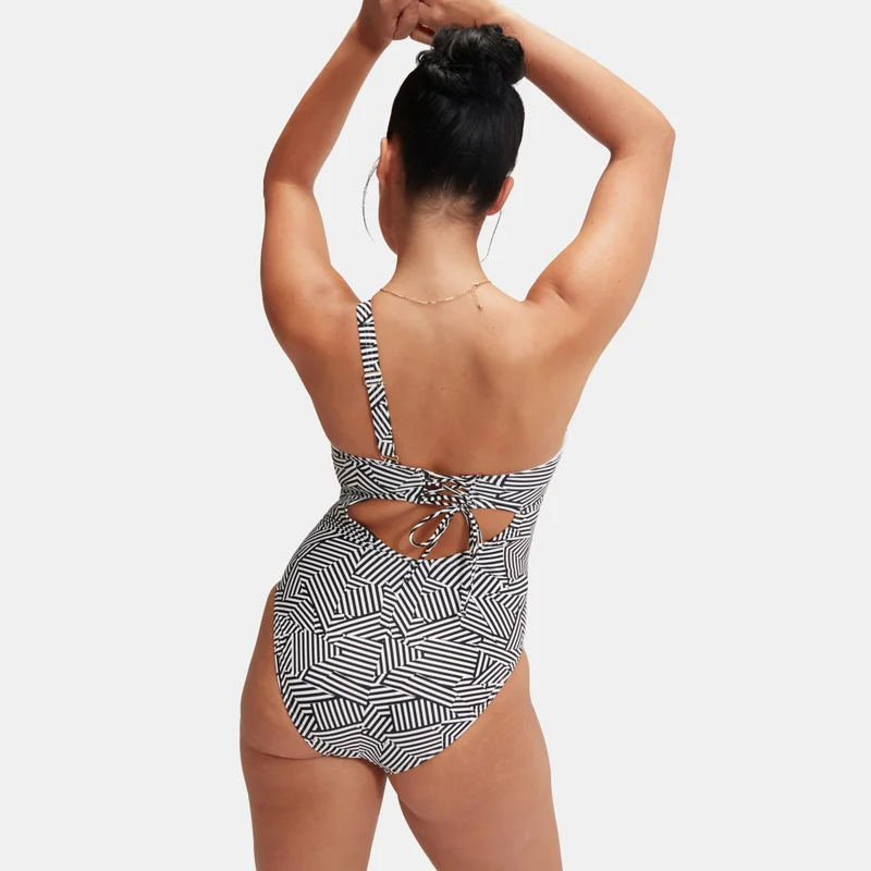 speedo Women's Shaping Printed Asymmetric One-Piece Swimsuit