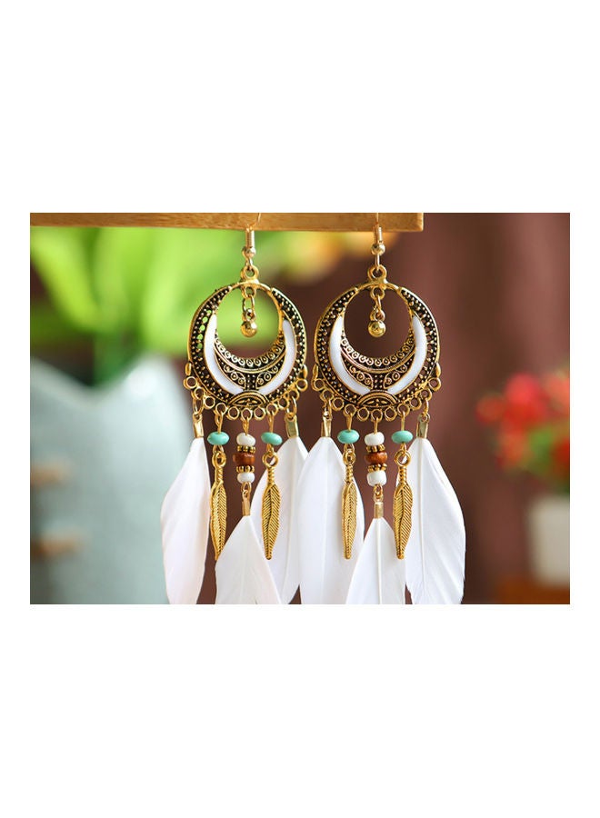 اليشمك أقراط على شكل قمر بريش طويل - Image 3