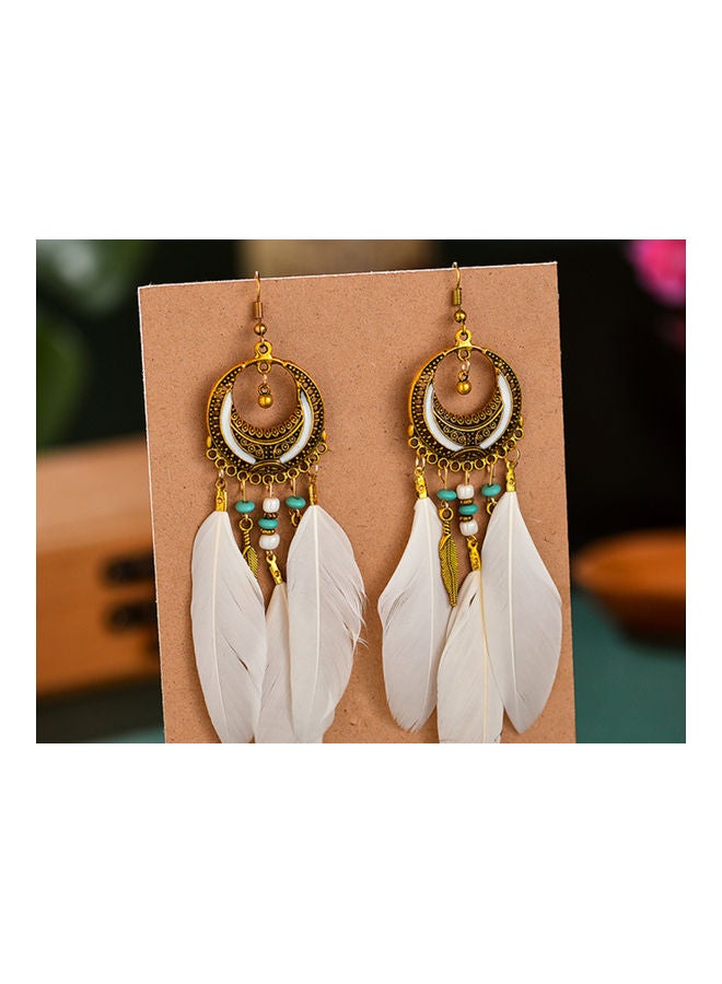 اليشمك أقراط على شكل قمر بريش طويل - Image 2