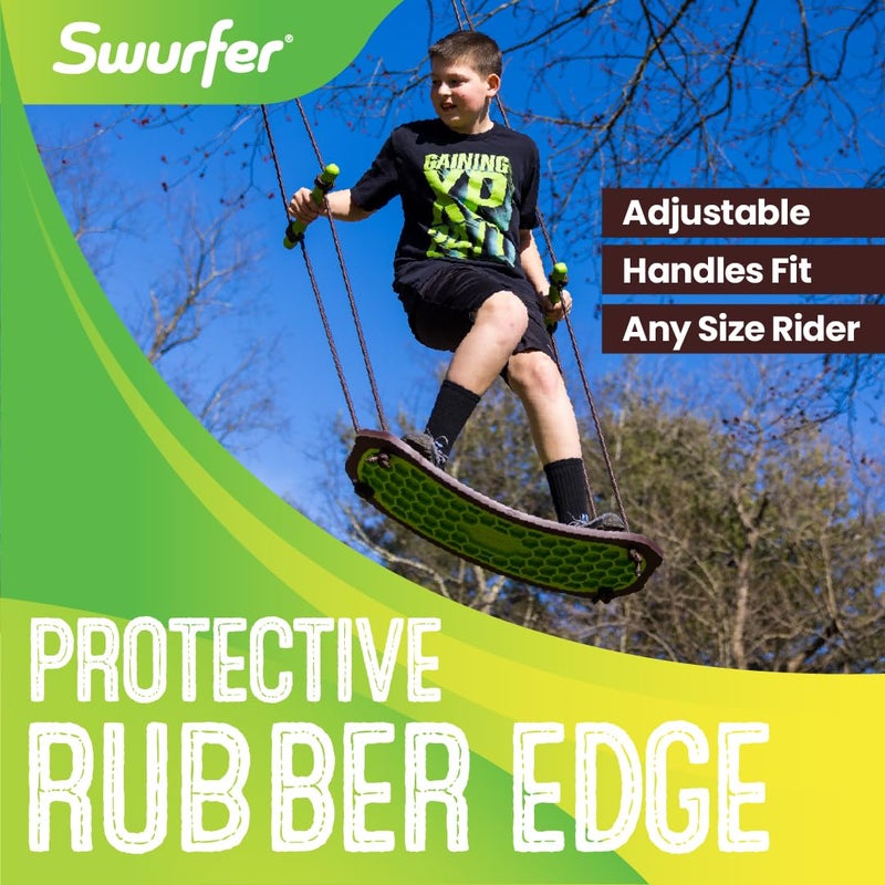 Swurfer Stand Up Tree Swing, Outdoor Swing for Adults, Kids - Durable, Weatherproof, Easy Installation, Adjustable Handles, Protective Rubber Edge, Swingset Outdoor, Outdoor Play, 200lbs, Age 6 and Up - Image 4