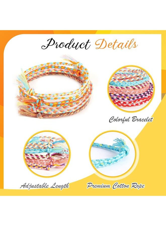 Equsion 50 Pcs Woven Wrap Friendship Bracelets Beach String Handmade Braided Adjustable Thread Bracelets for Women Party Favors Birthday Gifts - Image 2
