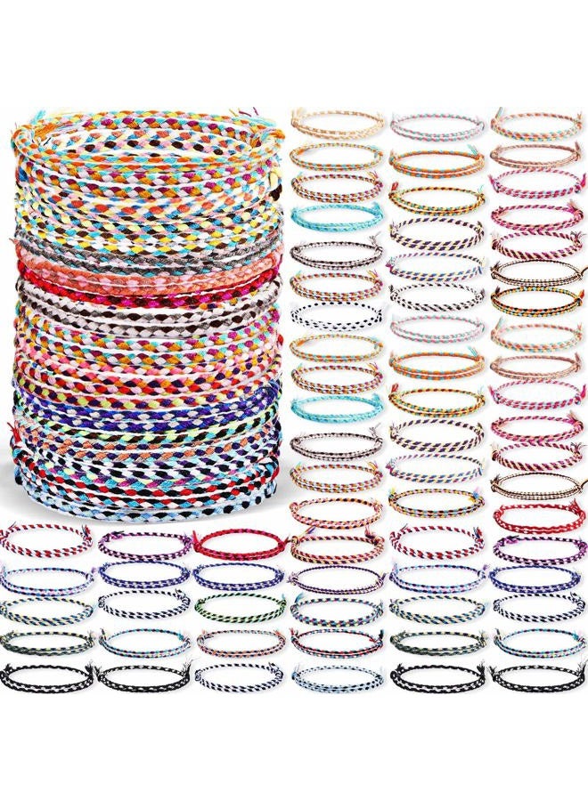 Equsion 50 Pcs Woven Wrap Friendship Bracelets Beach String Handmade Braided Adjustable Thread Bracelets for Women Party Favors Birthday Gifts - Image 1
