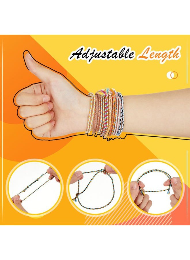 Equsion 50 Pcs Woven Wrap Friendship Bracelets Beach String Handmade Braided Adjustable Thread Bracelets for Women Party Favors Birthday Gifts - Image 3